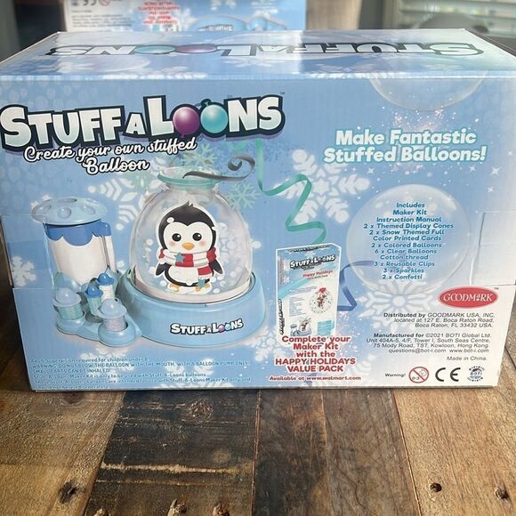 STUFF-A-LOONS SNOWGLOBE MAKER KIT VALUE SET PENGUIN MAKE STUFFED BALLOONS SQUISH - Picture 3 of 5